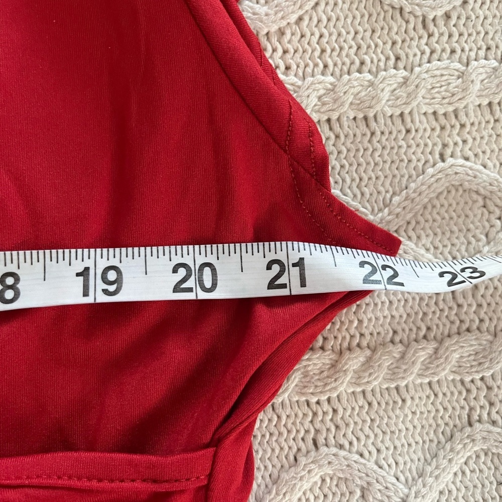 NEW! Haute Red Cotton Polyester Blend Mid Length Dress Women’s size 2X - Picture 12 of 15